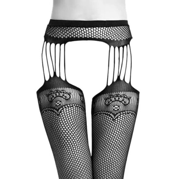 NEW! Sexy Lace Cut Out Fishnet Garter Stockings - Picture 10 of 10